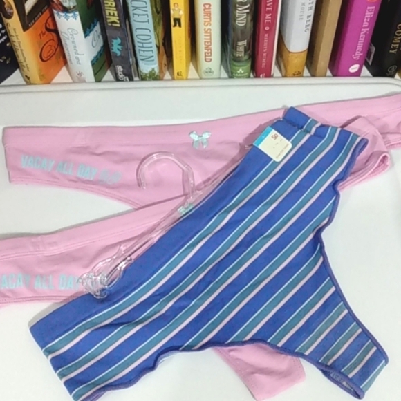 3 PAIR LAVENDER PINK GRAY STRIPE SEAMLESS THONG PANTIES BUNDLE SIZE LARGE NWT - Picture 3 of 7